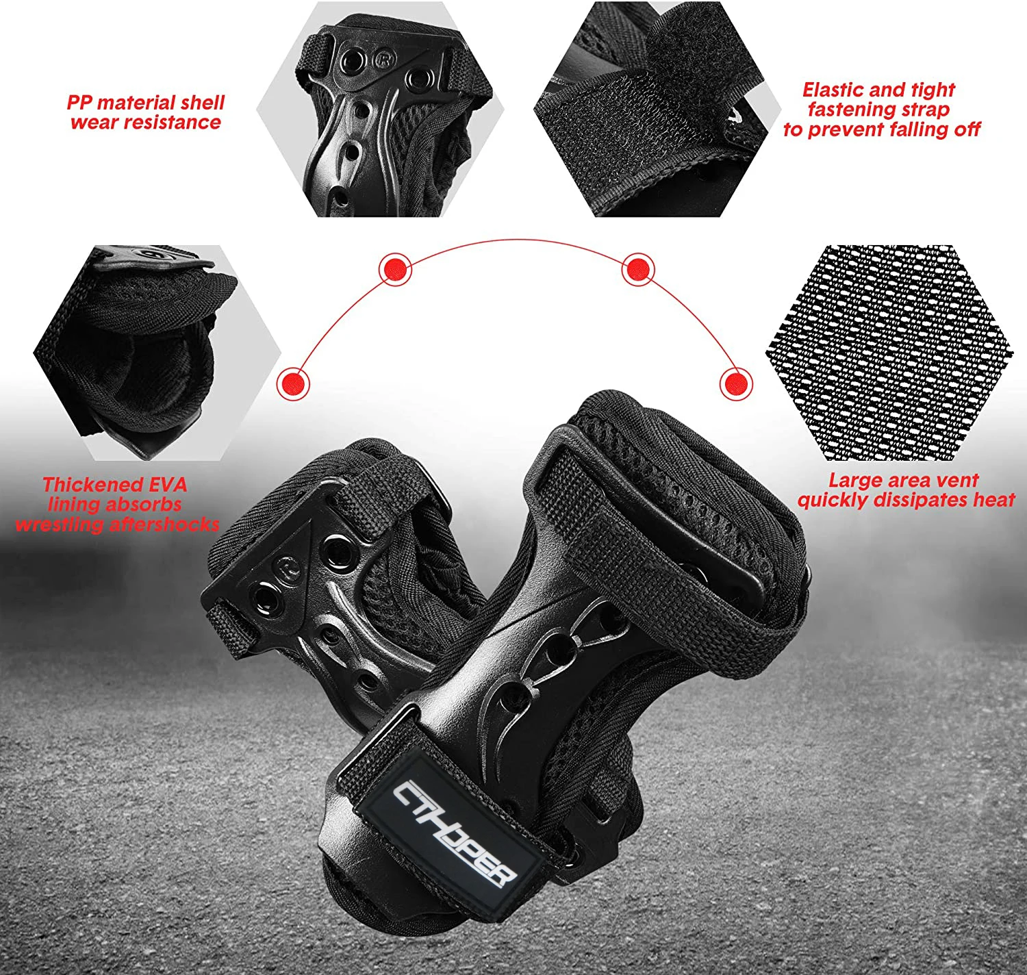 CTHOPER Skiing Wrist Guard Gloves Roller Skating Wrist Palms Protective Gear Wrist Support for Snowboarding Skateboard