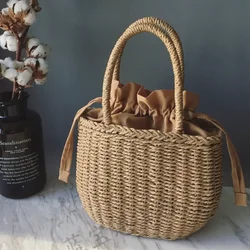 Straw Bags for Women 2024 Summer Hand-Woven Rattan Bag Handmade Woven Purse Wicker Beach Bag Bohemia Bali Handbag bolsos mimbre