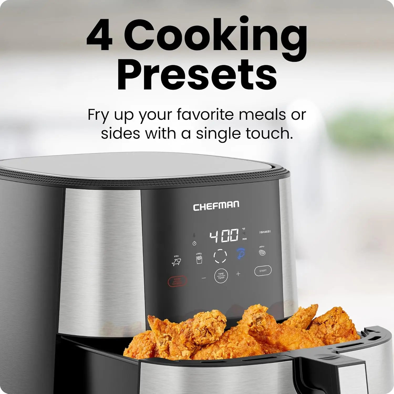 Chefman TurboFry® Touch Air Fryer, XL 8-Qt Family Size, One-Touch Digital Control Presets, French Fries, Chicken, Meat, Fish