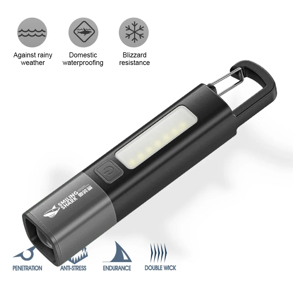 Portátil ao ar livre pequena lanterna de acampamento pendurado lâmpada telescópica foco cob lâmpada lateral 1pc iluminação forte abs xpe lanterna