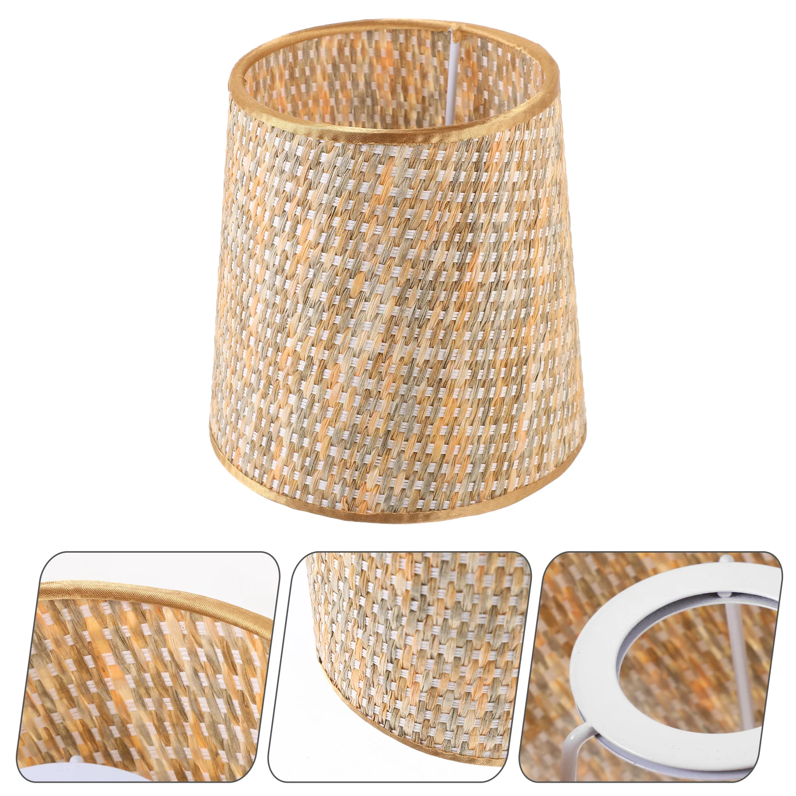 Pvc Fabric Lampshade Shell Bedroom Colorful Woven Tapered Easy Installation Cloth Desk Hotel Floor Iron Cone