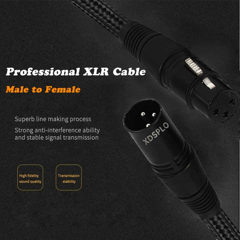 XDSPLO XLR Microphone Cable Male to Female 3 Pin Nylon Braided For Studio Recording and Live Production 10ft/3M 6ft/2M