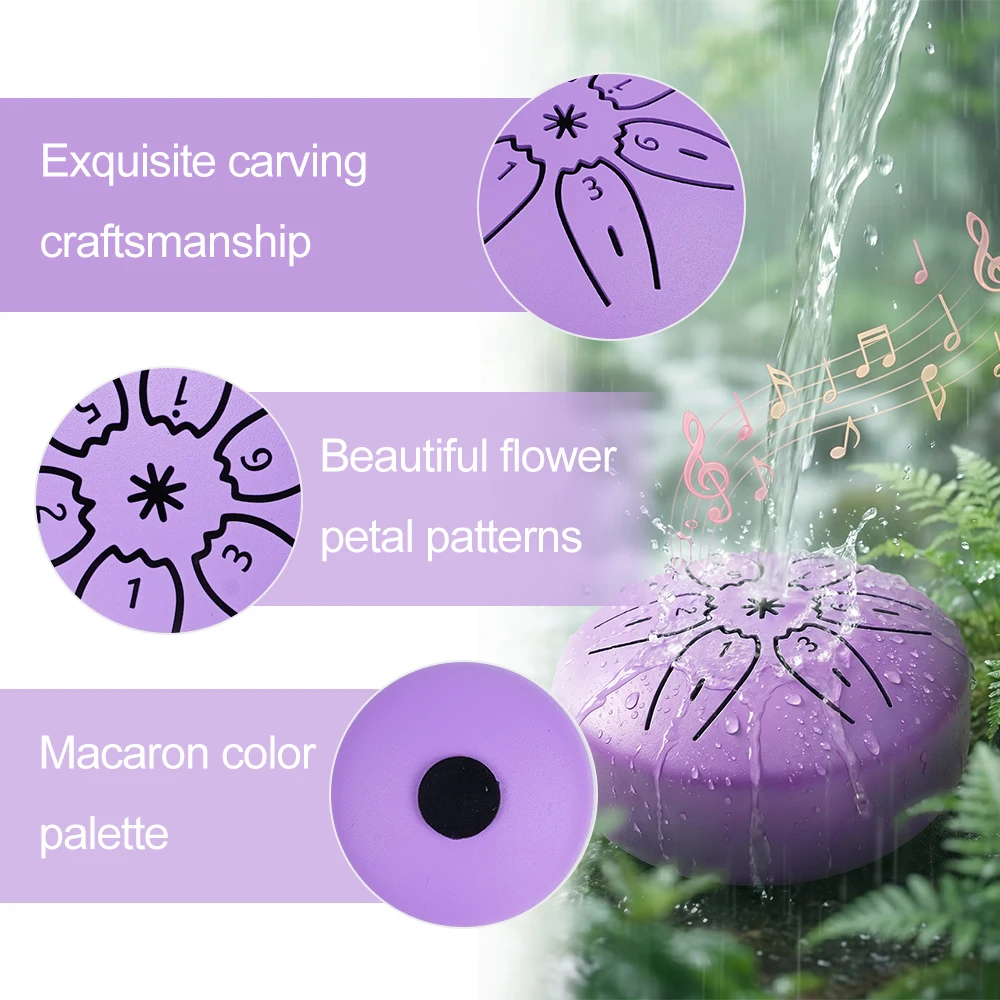 Portable Mini Steel Tongue Drum Rain Drum  Musical Instruments 3 Inch 6 Notes Ethereal Drum For Yog