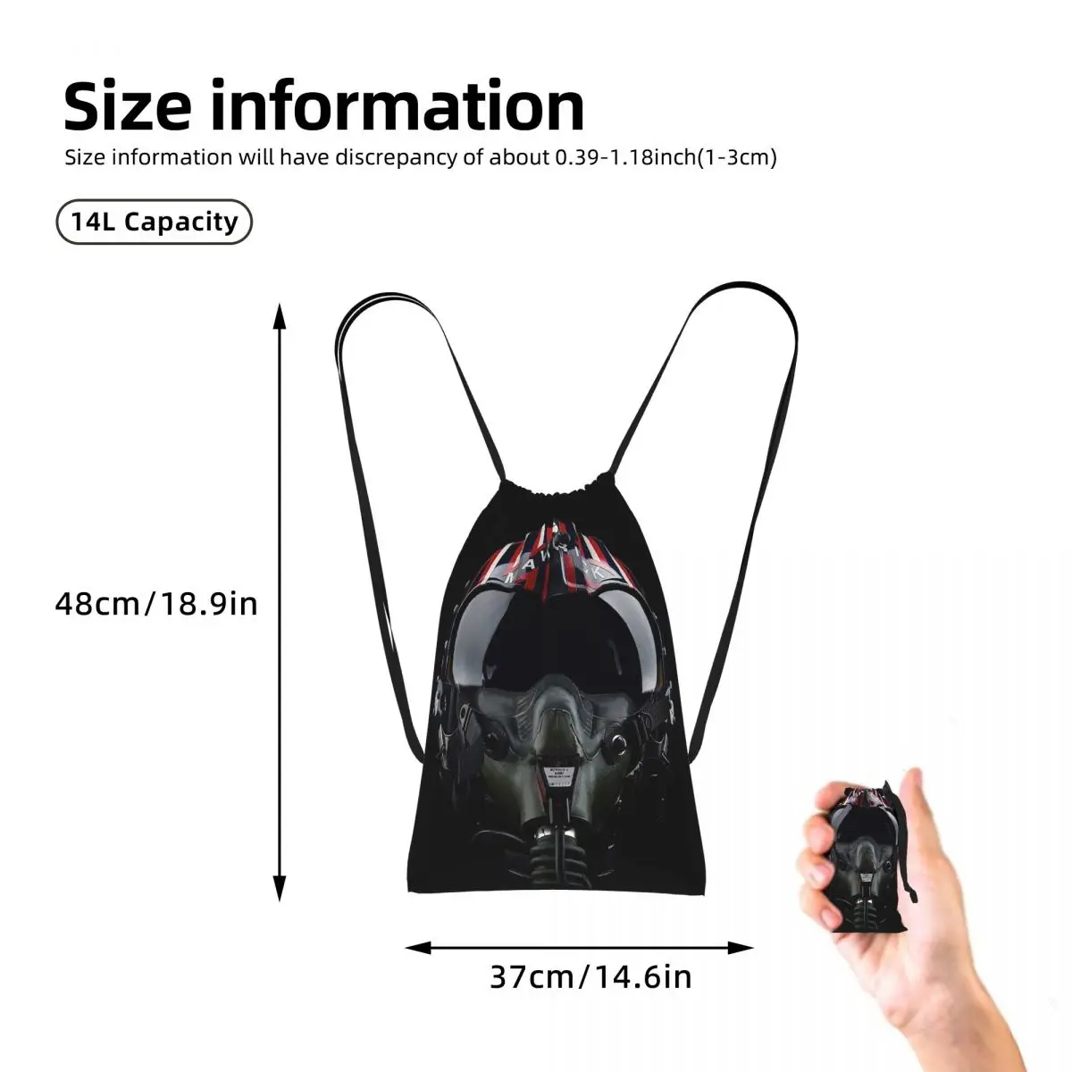 Steampunk Pilot Air Fighter Helmet Drawstring Backpack Sports Gym Bag Portable Travel Drawstring Bag for Men Women