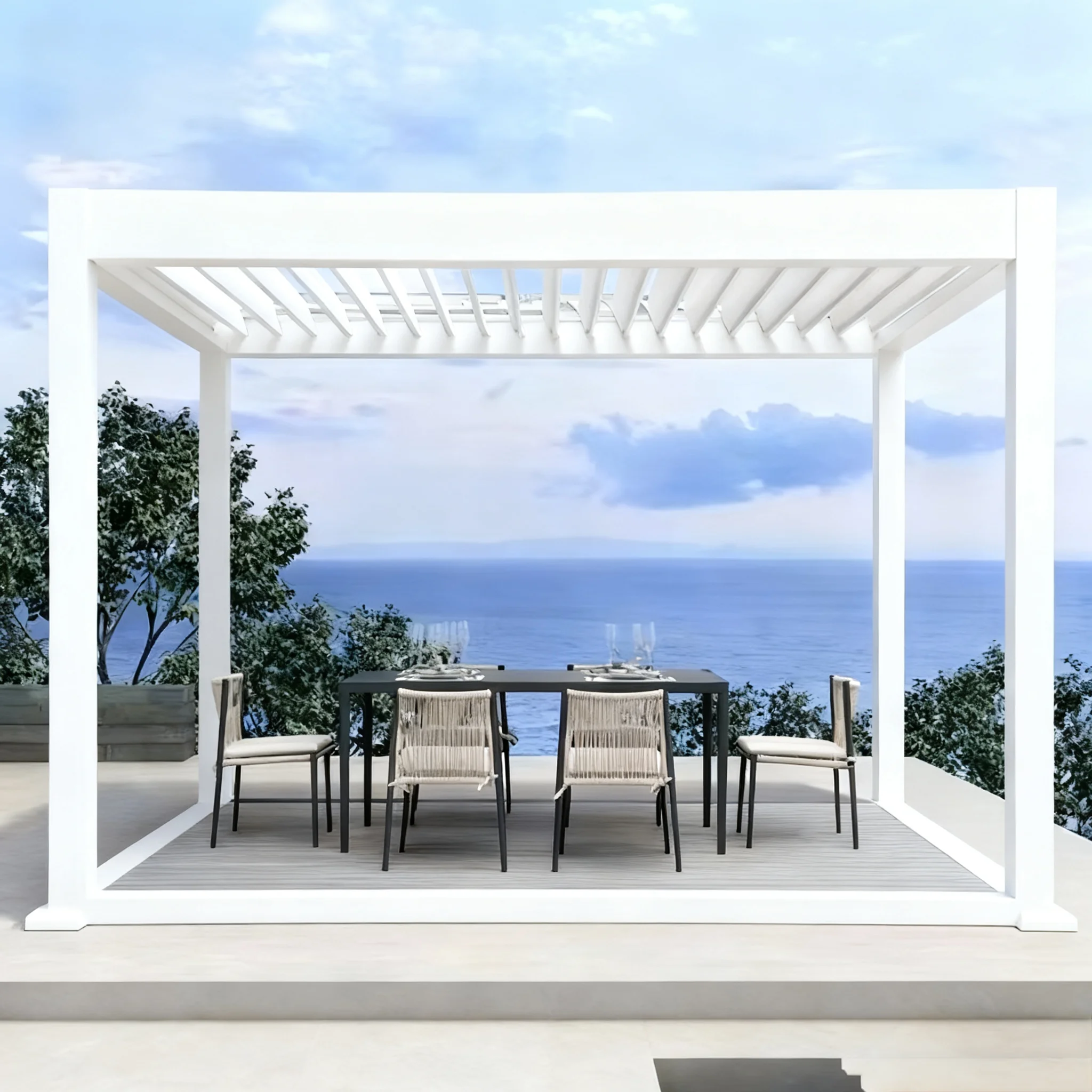 

PVC Flip Louver Eco-Friendly Pavilion Made Aluminum Alloy For Outdoor Villa Garden Balcony Aluminum Electric Bio-Climate Pergola