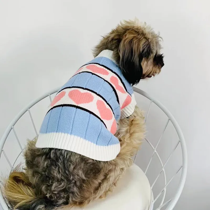 Factory source Pet Cute Love Tank Top Sweater Dog Schnauzer Cat Anti shedding Hair English Short Cloth Doll Clothes