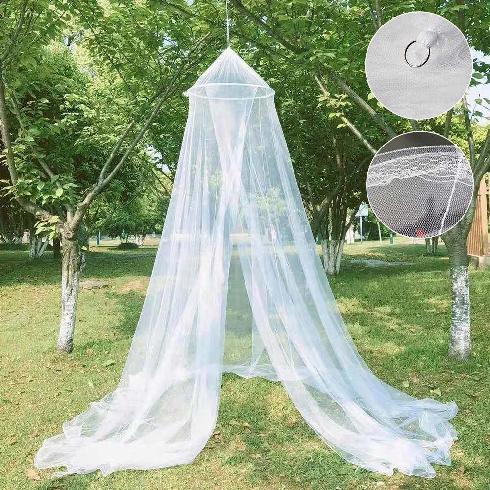 

White Summer Hung Dome Mosquito Net for Double Bed Summer Polyester Mesh Fabric Home Bedroom Baby Adults Hanging Decor