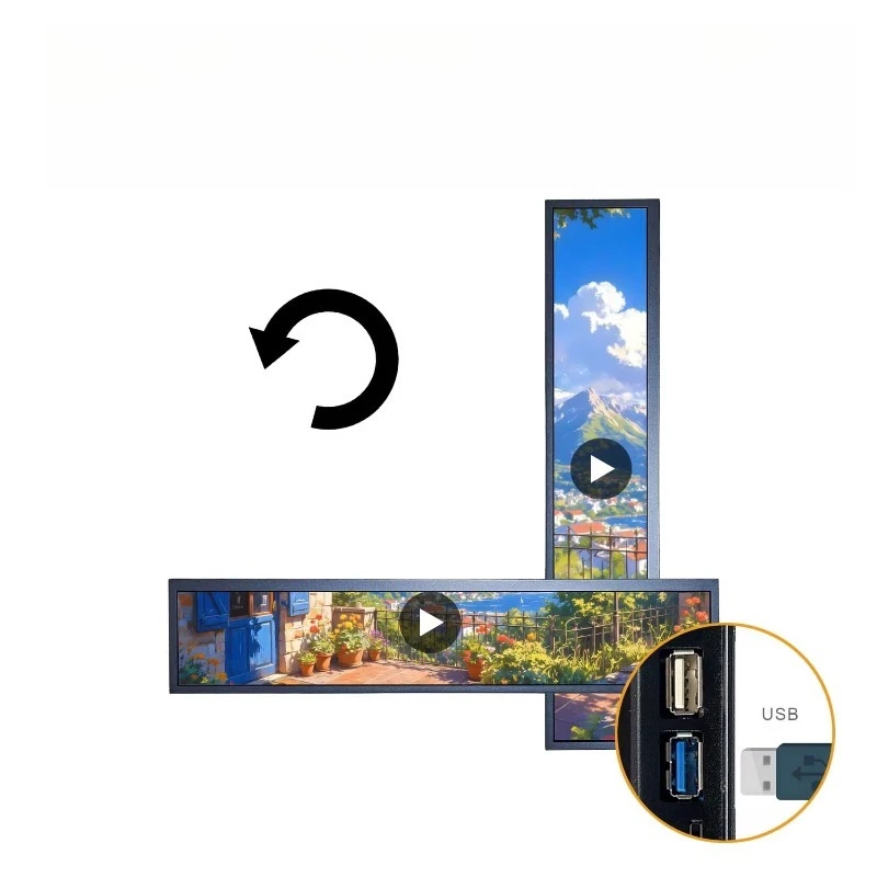 1920X360 stretch strip LCD display 24-inch display ultra-wide LCD strip advertising display for digital signage