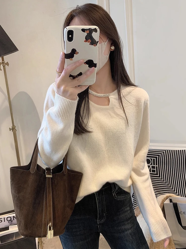 السيدات عادية طويلة Sve محبوك رداء علوي من الصوف لون نقي V-Ne البلوز الشتاء ملابس خارجية التخسيس تناسب مريحة