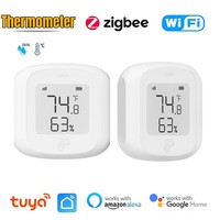 Tuya WiFi ZigBee Temperature Humidity Sensor Smart Home Automation Indoor Thermometer LCD Display Alexa Google Assistant Voice