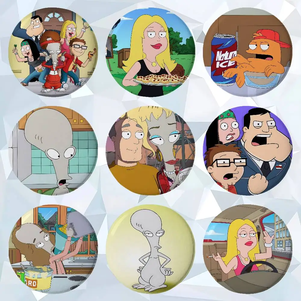 Anime A-American Dad Cover Brooches Funny Meme Badge Fashion Jewelry Gifts