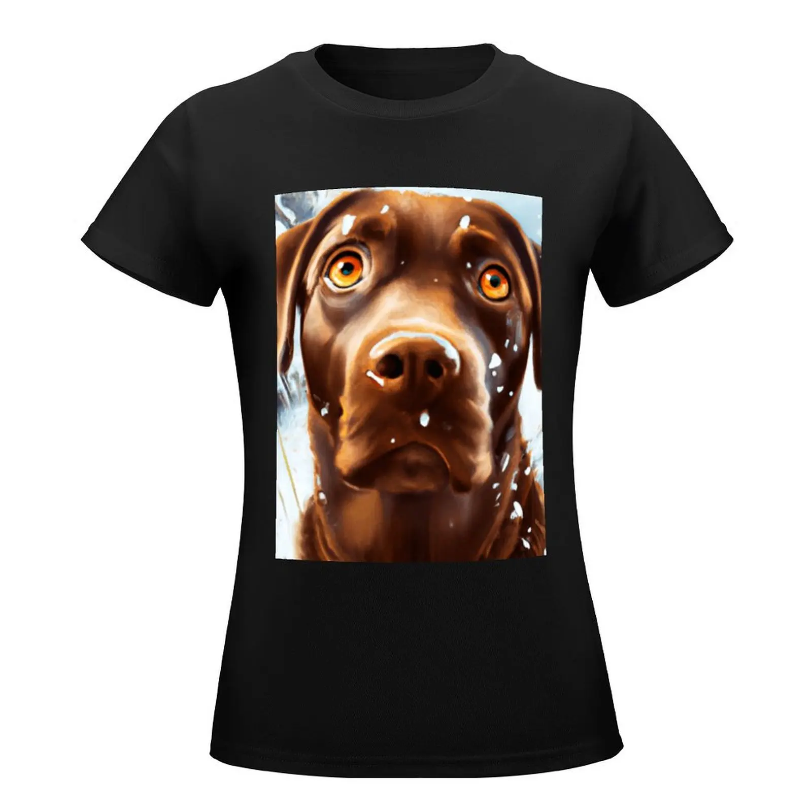 Cutedom - Chocolate Labrador In The Snow T-Shirt hippie clothes shirts graphic tees funny Blouse ariat shirts for Women