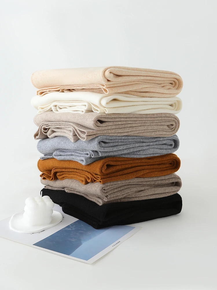 Chic Women's Wool Elastic Waist Wide Leg Pants Autumn Winter Grace Soft Casual Loose Versatile 100% Merino Wool knit Trousers - Image 6