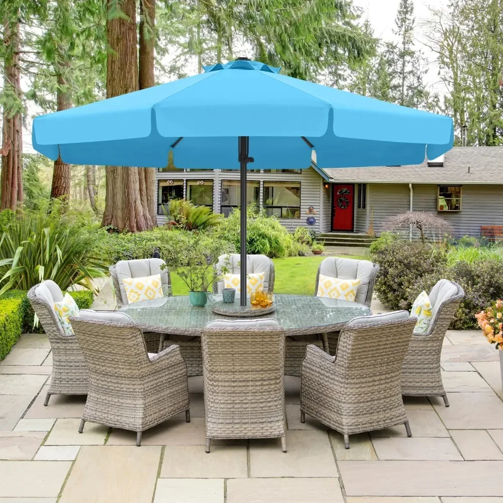 

9ft Outdoor Market Hand Push Patio Umbrella With Hanging Edge,12+Colors for both residential and commercial locations