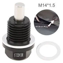 M14 x 1.5 Aluminum Magnetic Oil Drain Plug Fit for Honda/Ford/Hyundai with Crush Washer Gasket,Universal Magnetic Oil Drain Plug