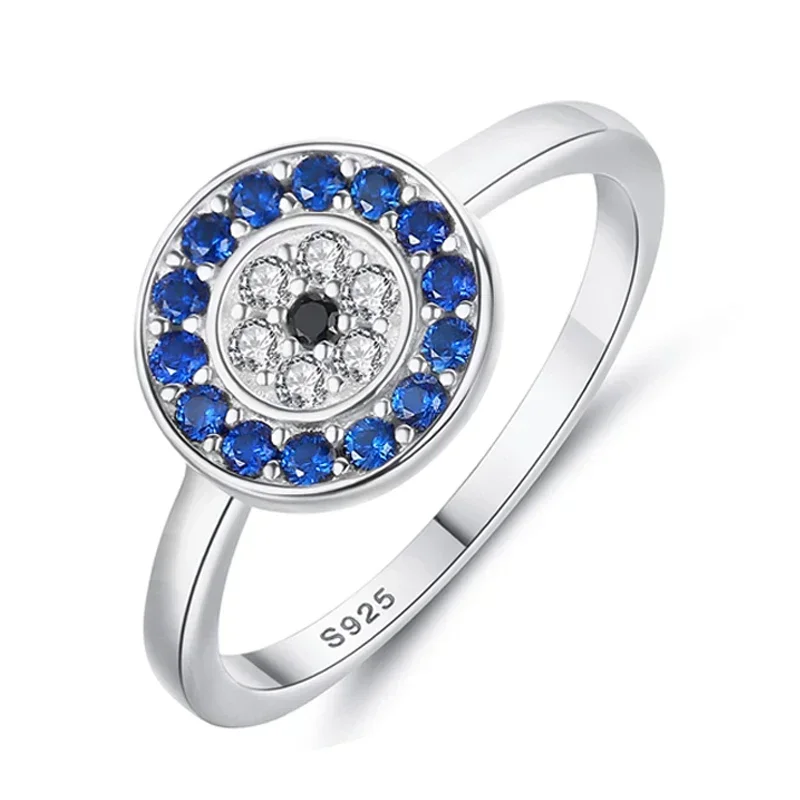 KALETINE Lucky Evil Eye 925 srebro pierścionki dla kobiet urok niebieski CZ Finger złote pierścienie mężczyźni biżuteria zaręczynowa ślubna — zdjęcie 4