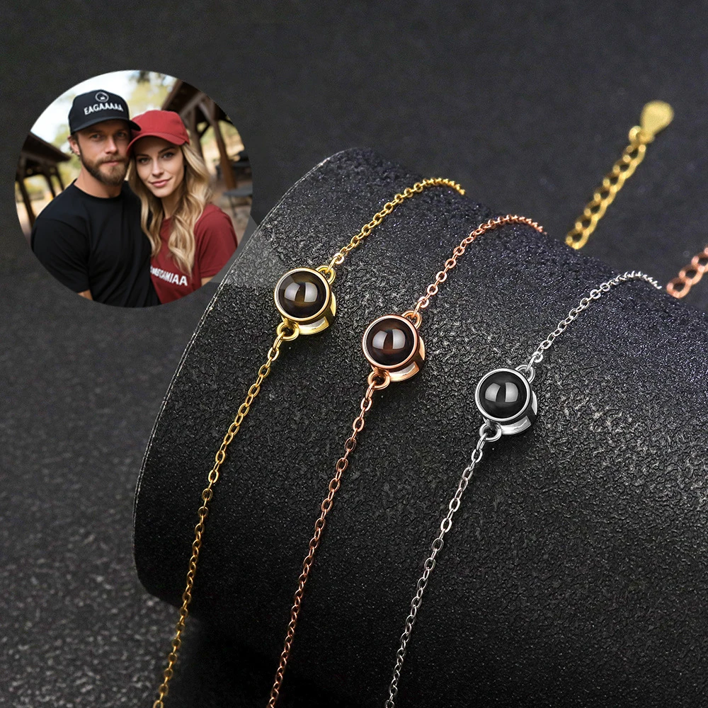 Custom Color Picture Projection Bracelets Stainless Steel Chain For Women Or Men Lover 2025 Valentine Birthday Romantic Gifts