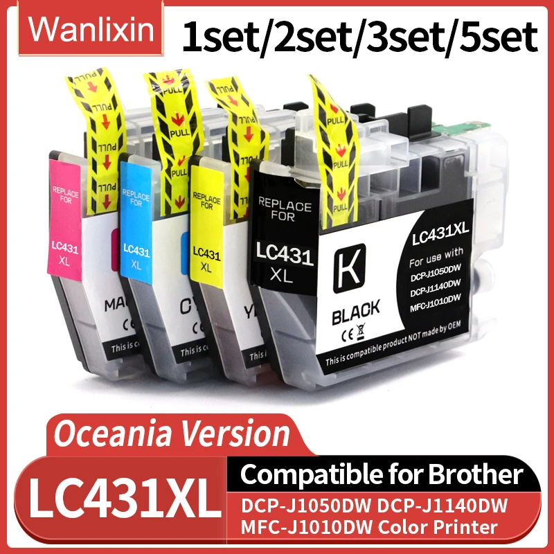 Australia , New Zealand 1~5set LC431 LC431XL Ink Cartridge Compatible For Brother DCP-J1050DW DCP-J1140DW MFC-J1010DW Printer