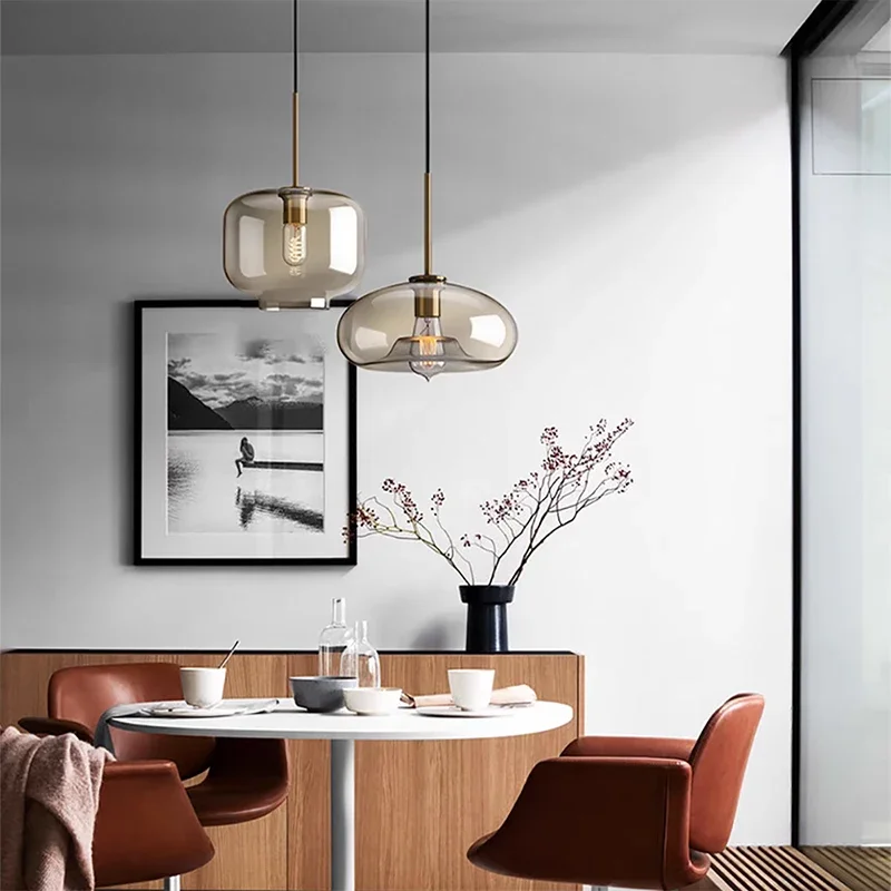 Nordic Glass Pendant Lights Clear Glass Chandelier For Dining Room Bar Kitchen Bedroom Study Living Room Home Decoration Fixture