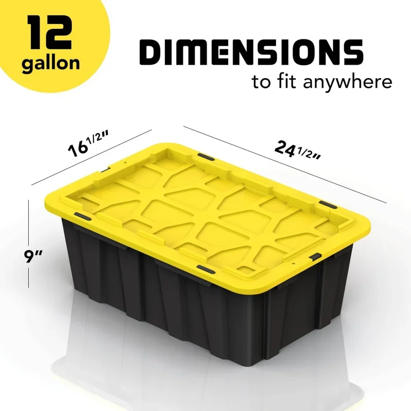 (8 12 Gallon Plastic Storage Bin Tote Organizing Container with Ultra Durable Secure Latching Lids, Stackable, Extra Streng