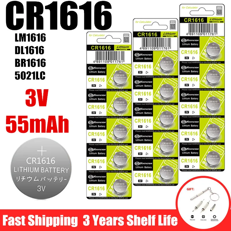 5-100PCS 3V CR1616 Lithium Button Battery DL1616 BR1616 ECR1616 5021LC L11 L28 LM1616 Coin Cell for Watch CR 1616 Batteries