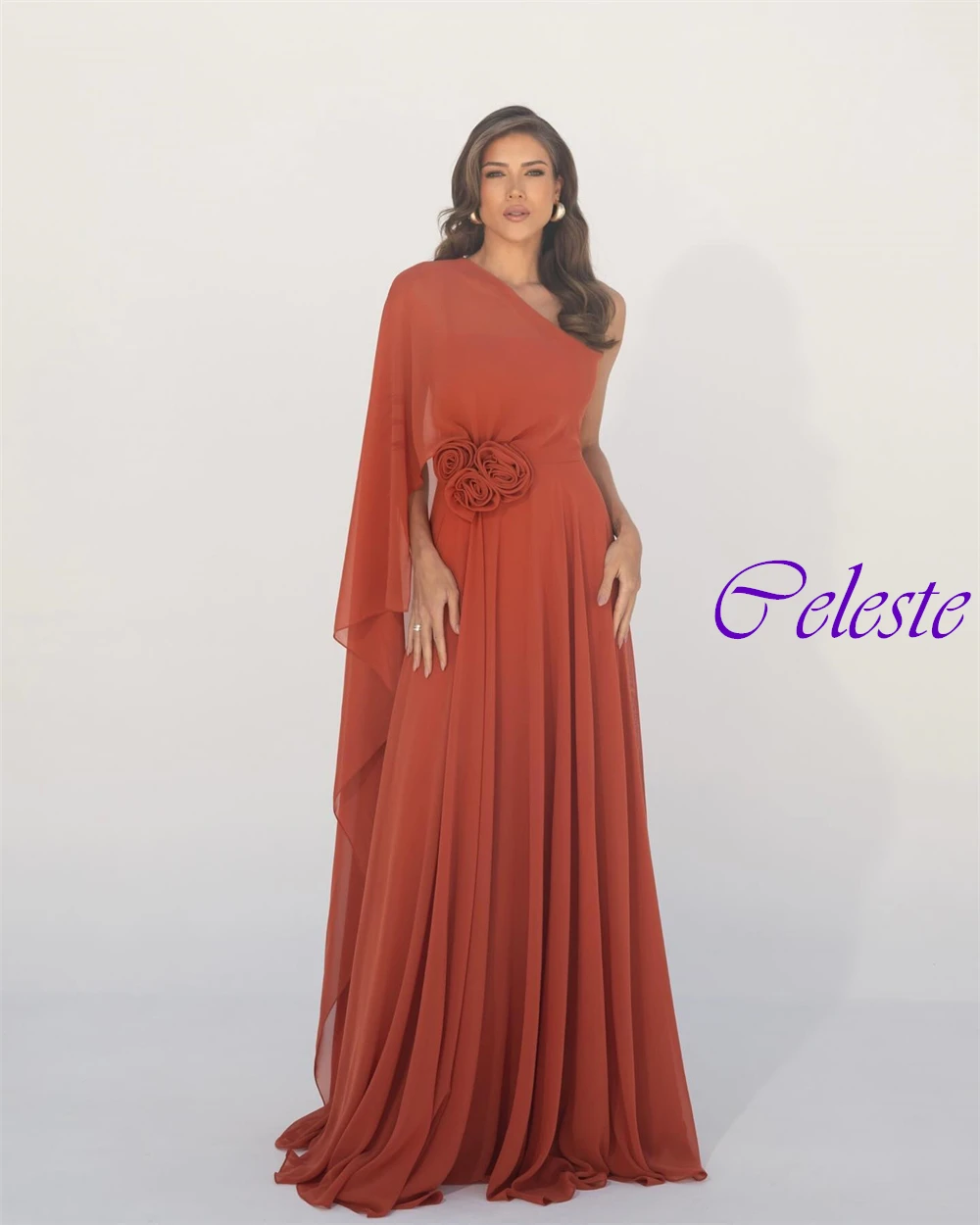 تخصيص الحديثة الشيفون واحد الكتف ألف خط مساء اللباس رشيقة الزهور فساتين حفلة موسيقية لينة فساتين المناسبات الخاصة