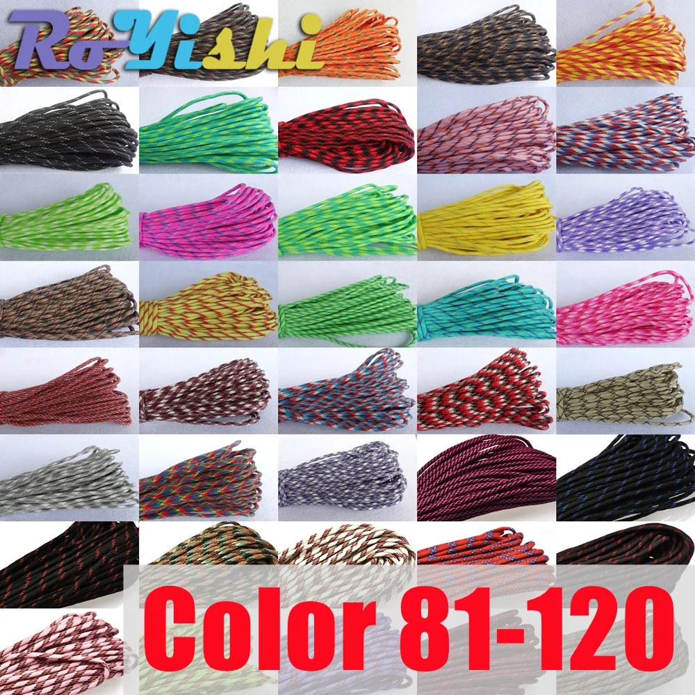 

7 Cores 550 Paracord Cord 31M Dia.4mm For Outdoor Camping Survival Lanyard Parachute Rope Hiking Tent Accessories Color 81-120