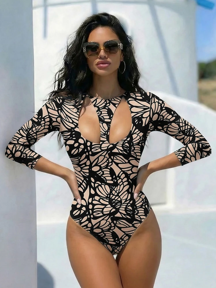 

Mesh High Waist Sexy Swimsuit Women Summer Bathing Suit Bikini Set Long Sleeve Swimwear Beach Swimming Suit For Female Купальник