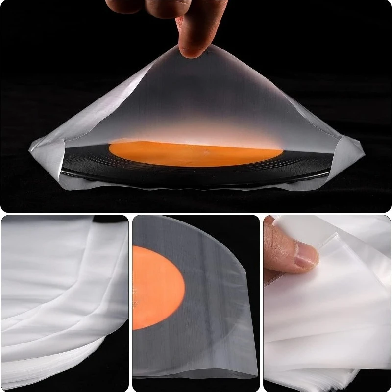 50 Stück 7/10/12 Zoll transparente Vinyl-Schallplattenschutz LP-Schallplatte Plastiktüte antistatische Schallplatten-Innenhülsen Verpackungsbeutel Klare Abdeckung – Detail 7