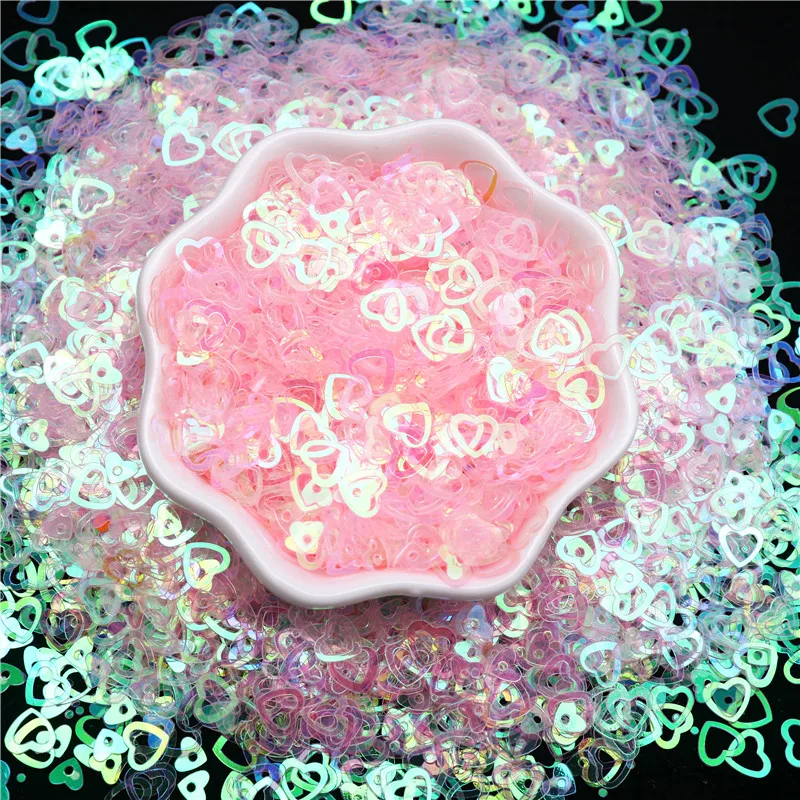 Transparent Pink Sequins Paillettes Mix Snowflake Heart Flower Round Shape Sequin for Nails Art Manicure Wedding 20g