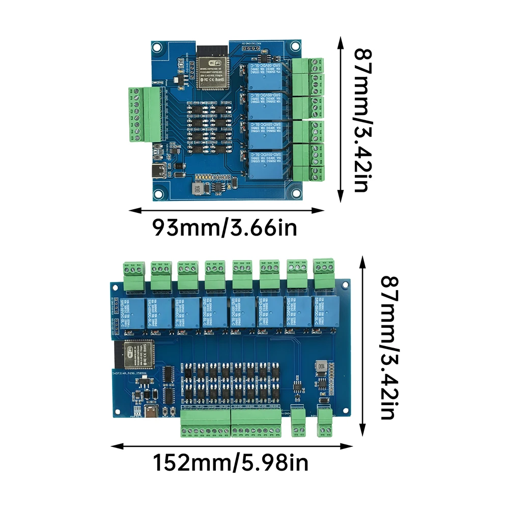 DC 9-24V 4/8 Channel ESP32 Modbus Relay RS485 Optocoupler Isolation Optional Enclosure Power Supply CH340 Chip
