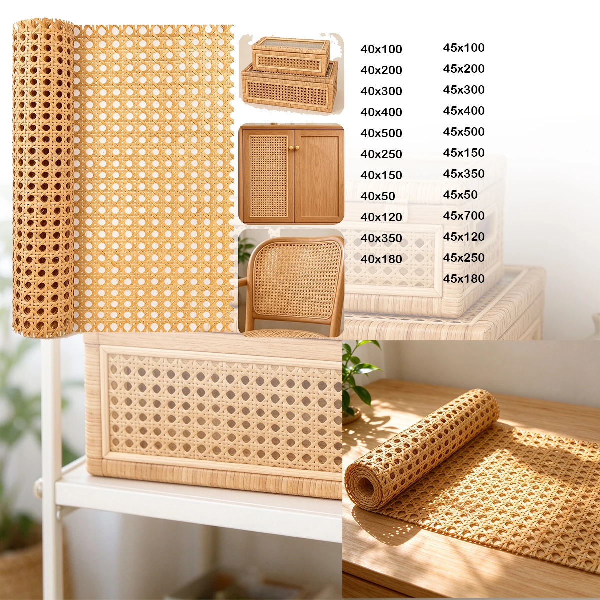 40/45/cm Wide Rattan Rolls, Plastic Rattan, Rattan Strips, Rattan Woven Fabrics, Rattan for Furniture DIY