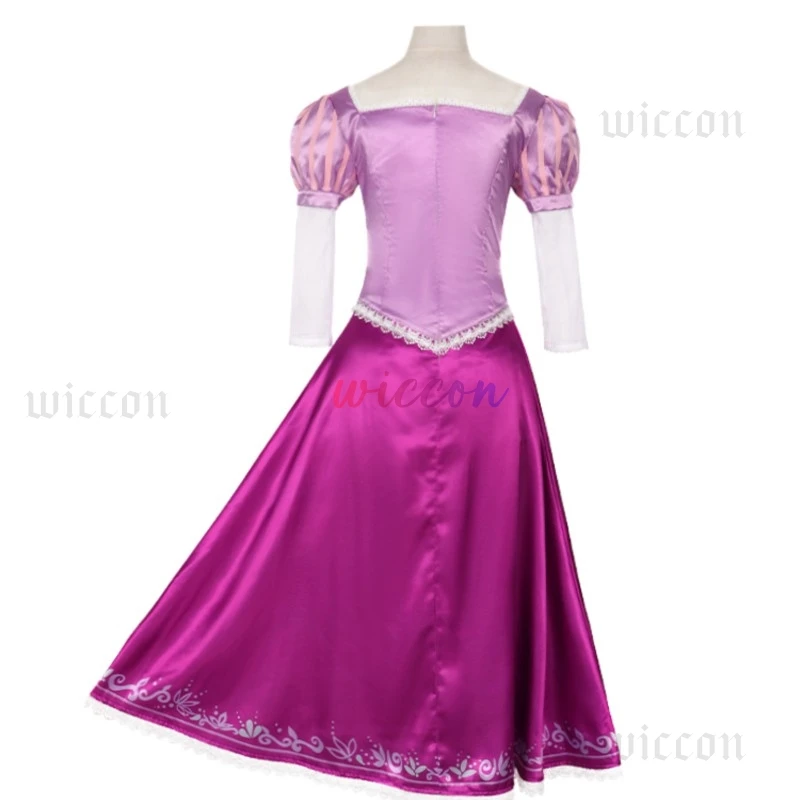 رابونزيل كوسبلاي للأطفال كرنفال أنيمي الضفائر مع الزهور حفلة الهالوين فتاة الزي #4