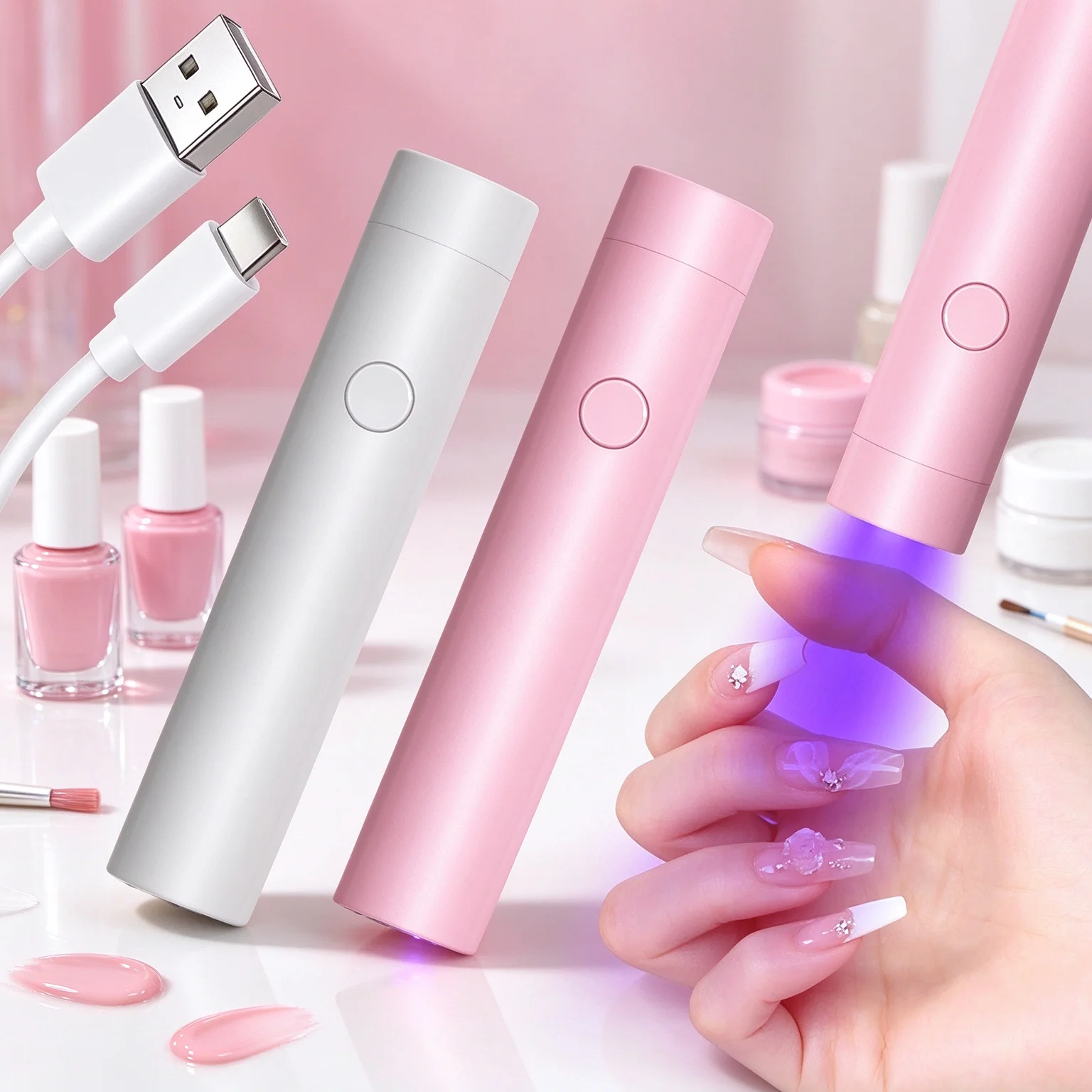 Professional Mini Nail Lamp Handheld Portable Nail Machine Nail Dryer Tool Manicure Shop UV Curing Lamp for Adhesives