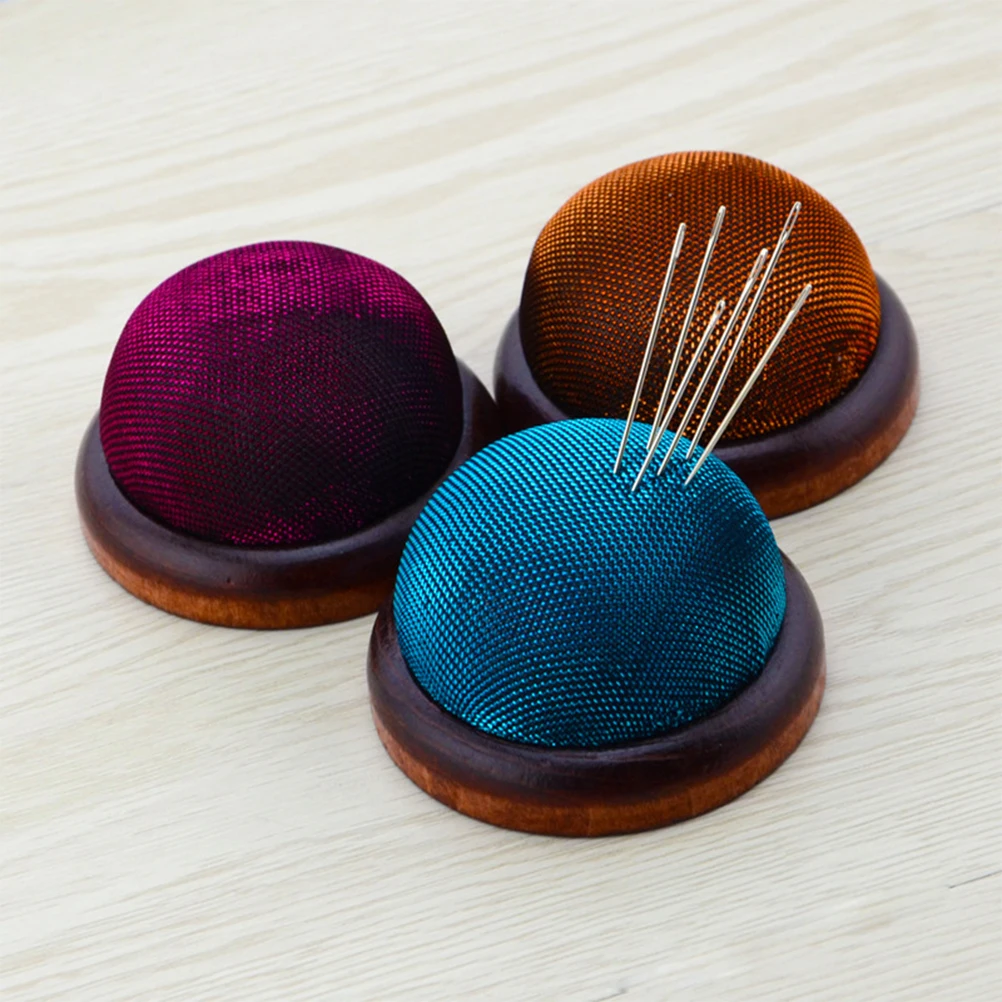 

3pcs Glitter Pin Cushion Wooden Base Needle Holder Sewing Craft Supplies Pin Organizer Handy Sewing Tool Accessory