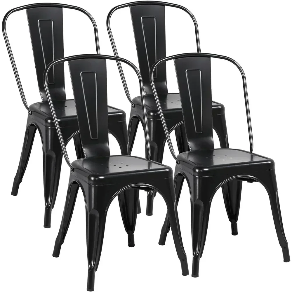 

Iron Metal Dining Chairs Stackable Side Chairs Bar Chairs with Back Indoor/Outdoor Classic/Chic/Industrial