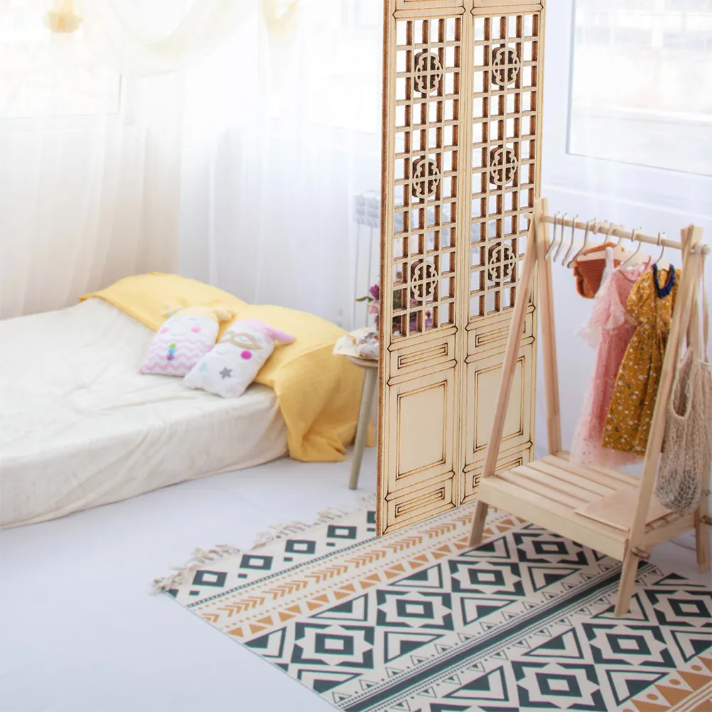 

5Pcs Miniature Wooden Room Divider Screen Chinese Style Vintage Dollhouse Furniture Miniatures Decorative Tiny Furniture