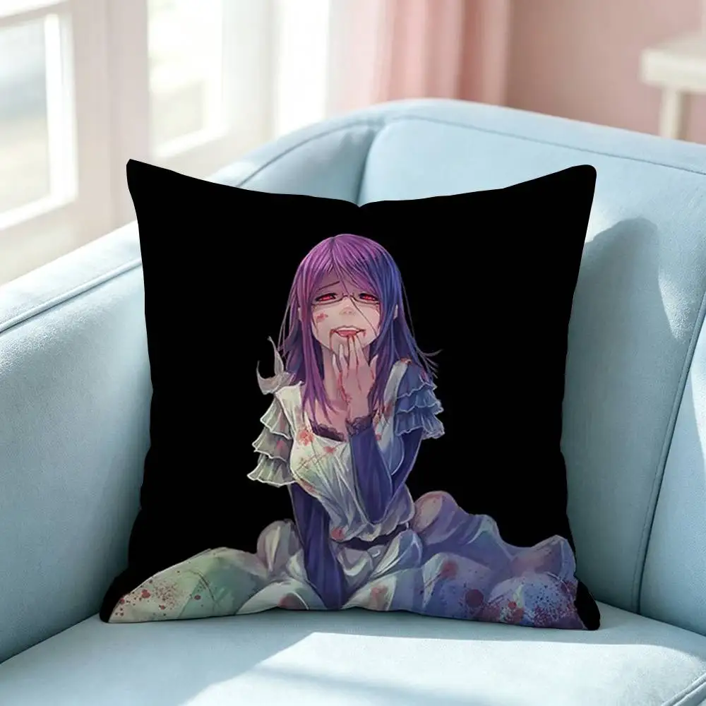 Cool Anime T-Tokyo Ghoul Square Double-Sided printed Pillow Case Bedroom Bedside Pillow Sofa Cushion Cover