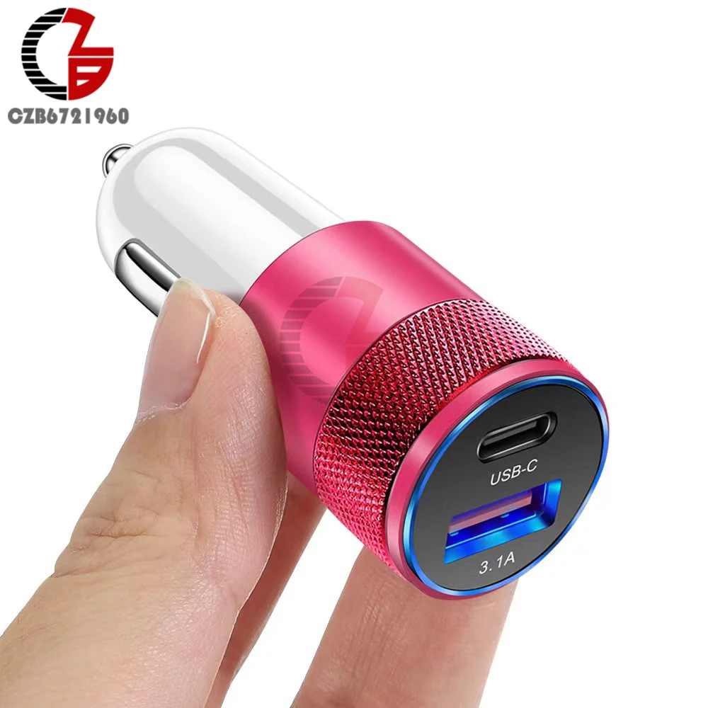 QC3.0 QC2.0 USB+Type C Car Charger 70W 3.1A PD Car Charger USB Type C Fast Charging Car Phone Adapter for Car Phone Quick Charge