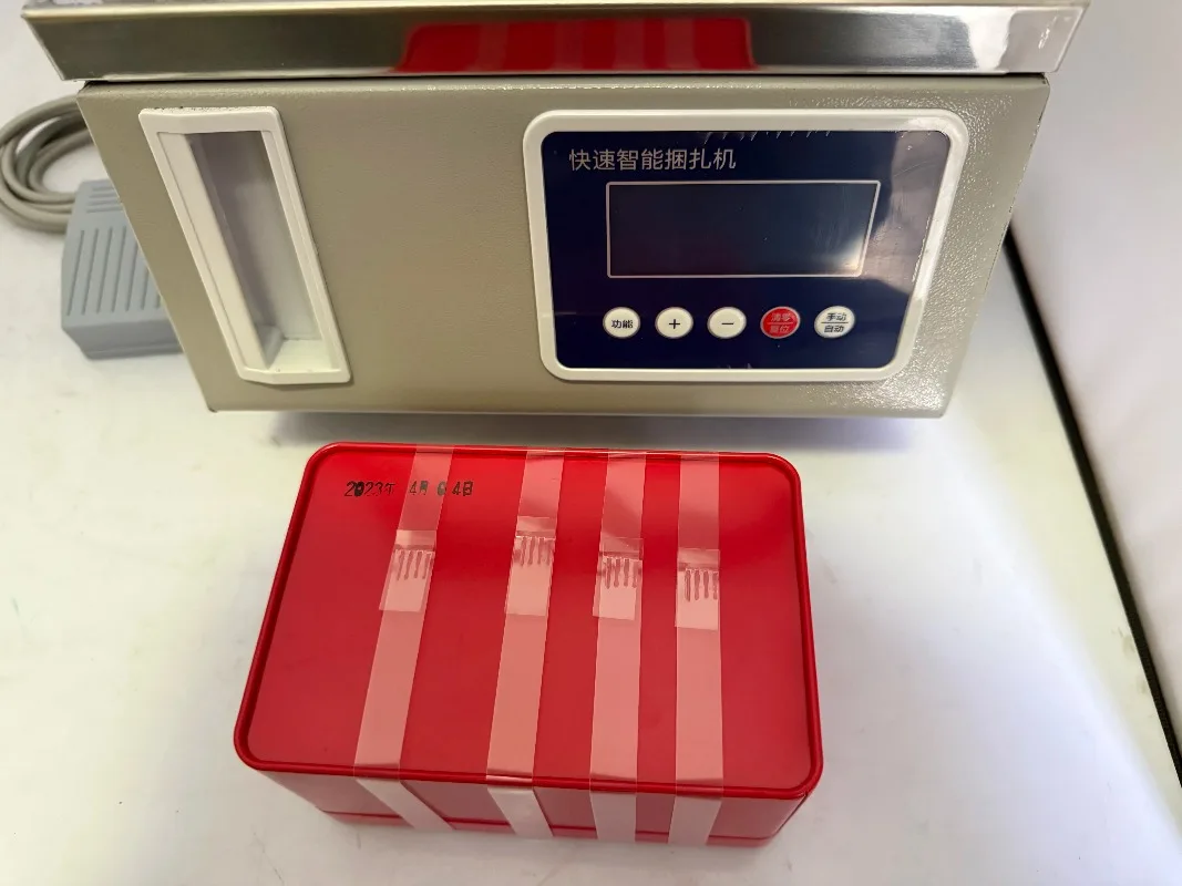 GS-170 OPP hot melt automatic vegetable strapping machine, supermarket noodles Giveaway and ham sausage binding machine