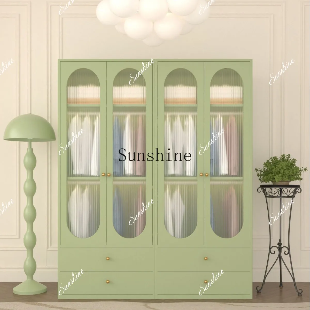 Home bedroom French light luxury high-end wardrobe Macaron coat cabinet  FT