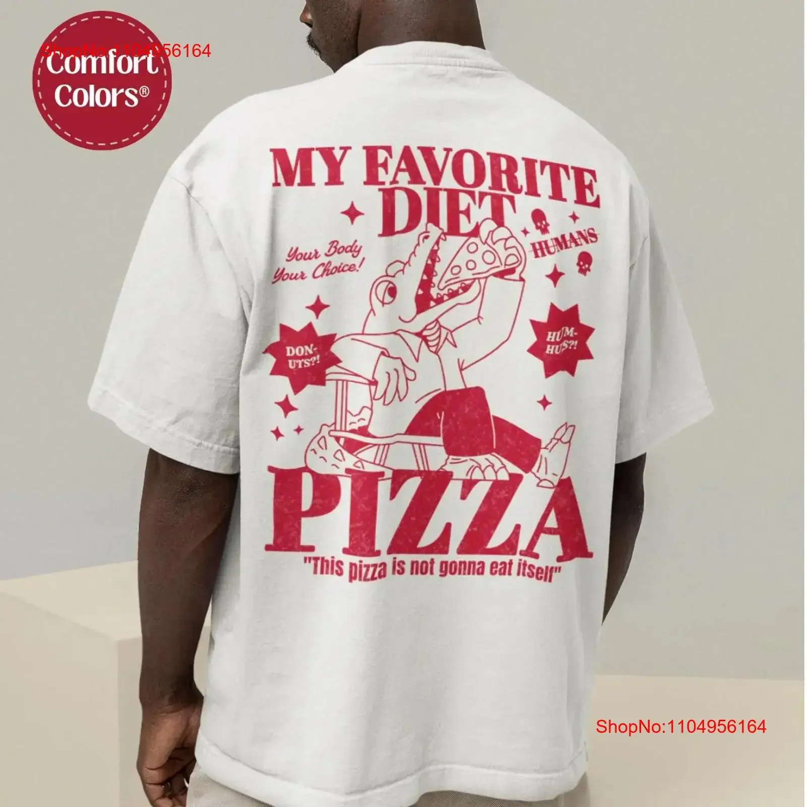 Camiseta con estampado italiano de My Favorite Diet is Pizza, comida divertida Retro para papá, novio, mejor amigo, ropa de calle vintage lavada con estilo