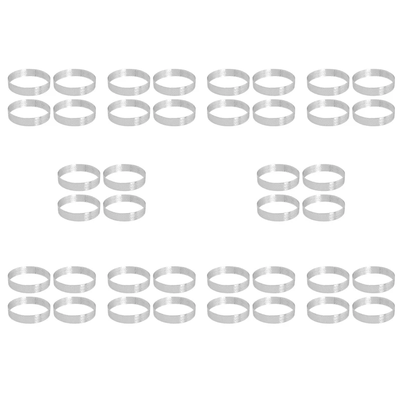 

HLZS-40Pcs Circular Porous Tart Ring Bottom Tower Pie Cake Mould Baking Tools Heat-Resistant Perforated Cake Mousse Ring,10Cm