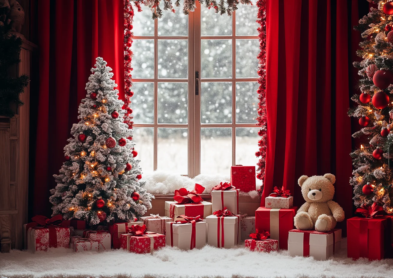 

Photography Background Christmas Tree Cute Bear Decoration Backdrop Baby Kids Xmas Holiday Party Prom Studio Props