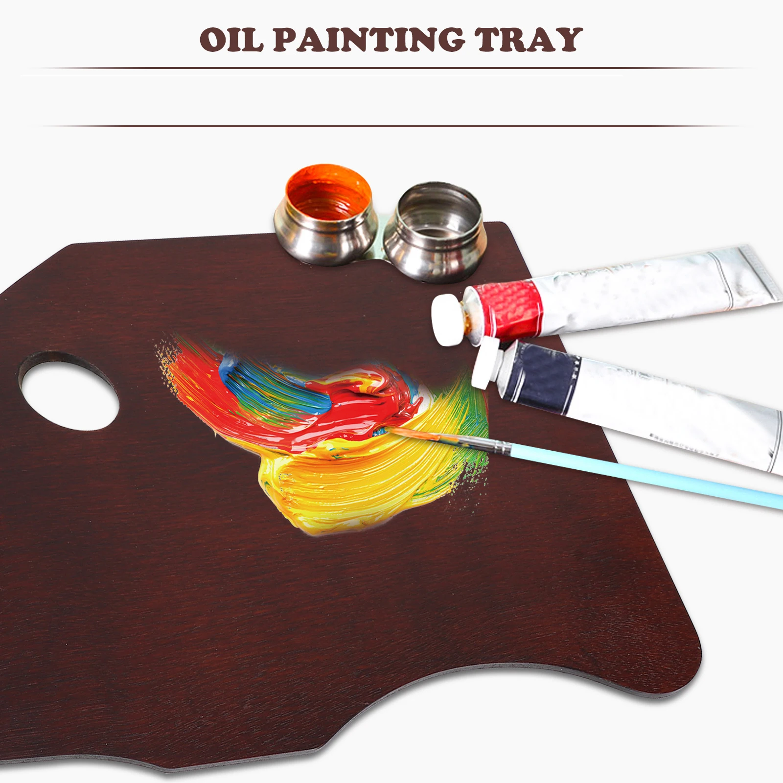 

Wooden Painting Tray 1 Palette Color Mixing Plate Tools Durable Lightweight Creative Gift Supplies Accessories