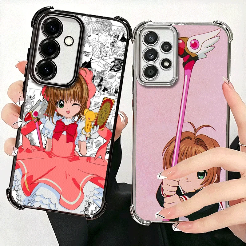 CardCaptor Sakura Anime Plating Phone Case For Samsung A17 A57 A27 A37 A16 A56 A26 A36 A15 A55 A25 A35 A14 A54 A24 A34 A13 A53 A
