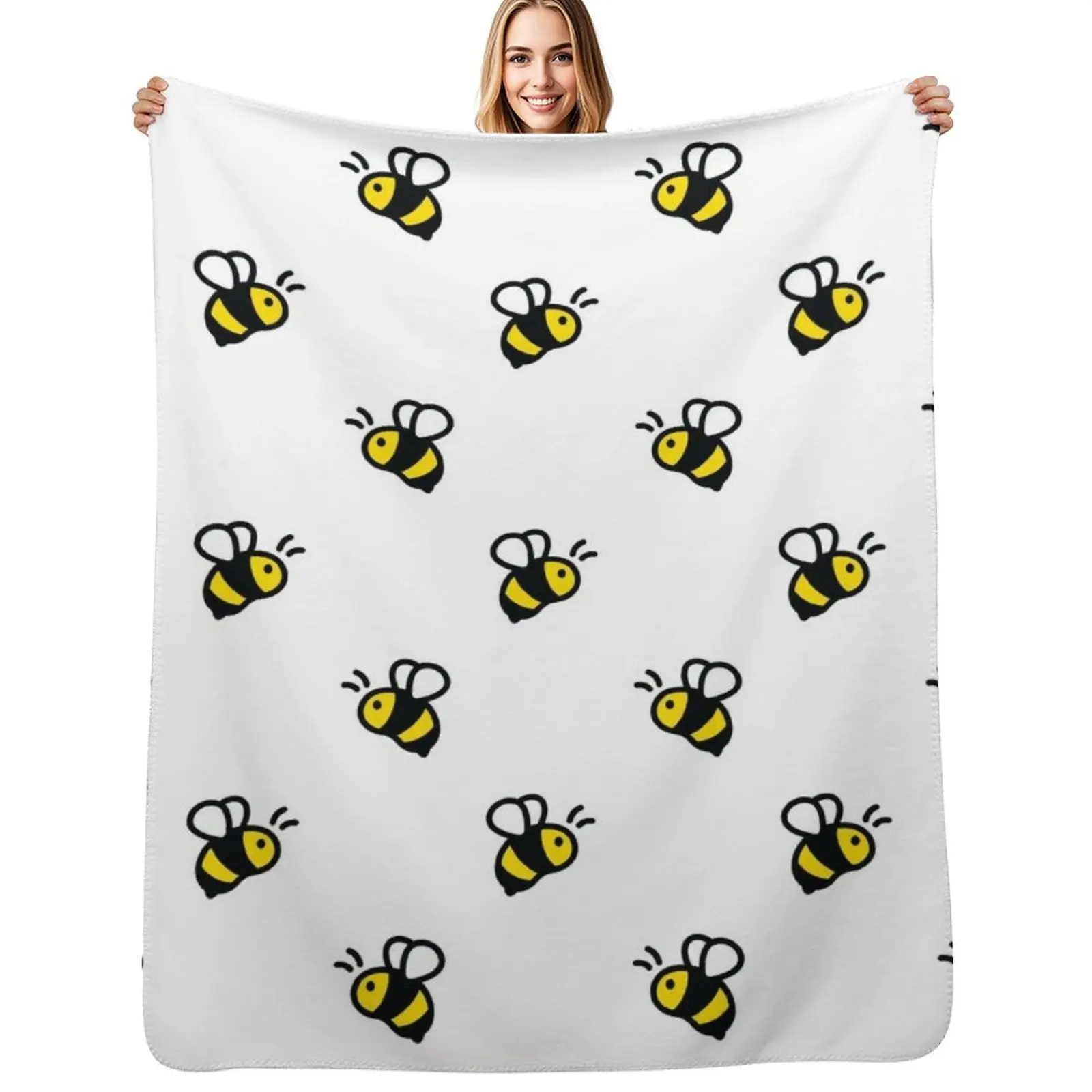 Simple Bee Pattern Throw Blanket Decorative Soft Throw Blanket for Couch Sofa