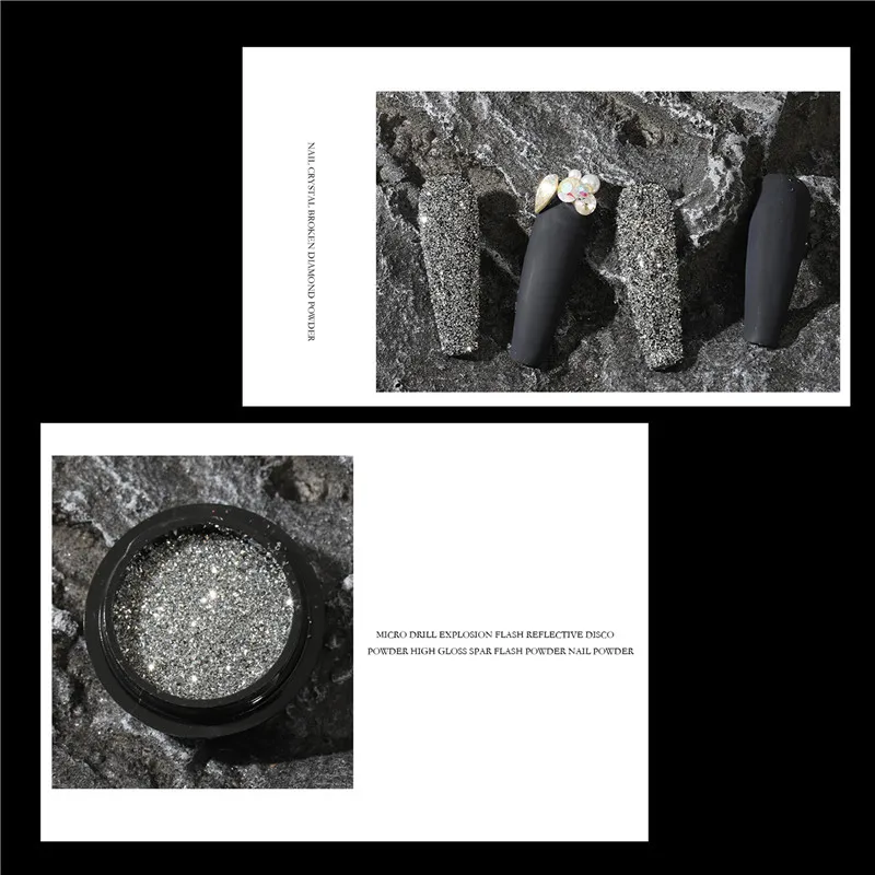 1PC Reflecterend Kristal Verpletterd Diamant Poeder Micro-Geboord Wol Glitter Nagel Sieraden Gouden Glas Diamant Steenslag Poeder *