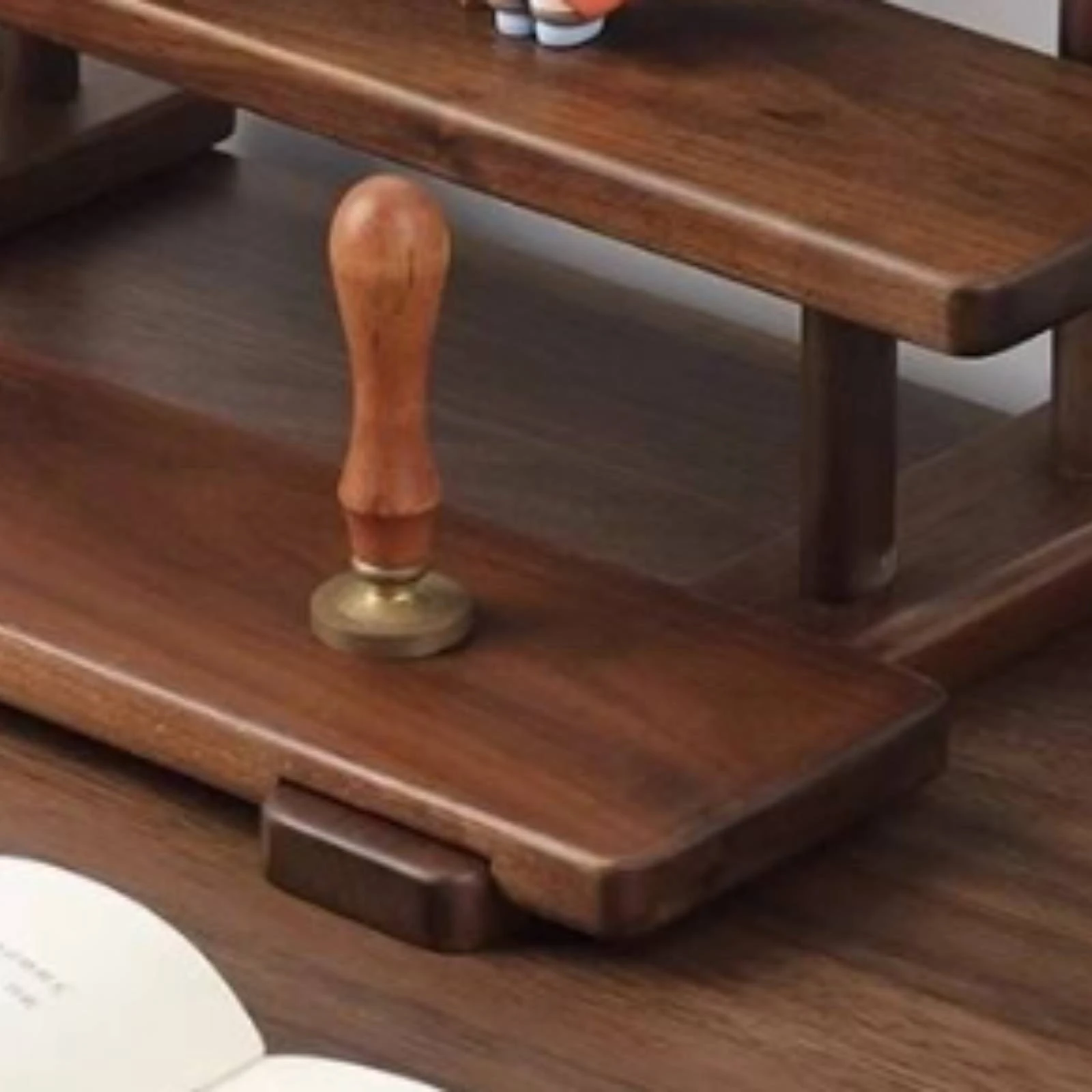 Three-Tier Wooden Rack Rounded Corners Wood Display Rack 3 Tier Display Stand Space Saving Wooden Riser Stand Easy to Clean