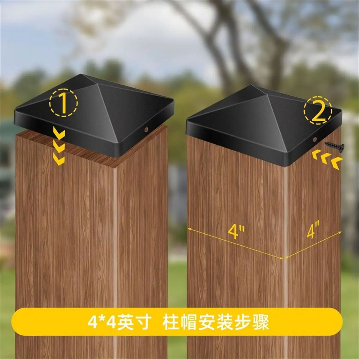 Time Saving 6 Pack Post Caps Wood Fence Post Caps,Metal Toppers for Fence, Deck, and Mailbox Protection Post Caps Cover